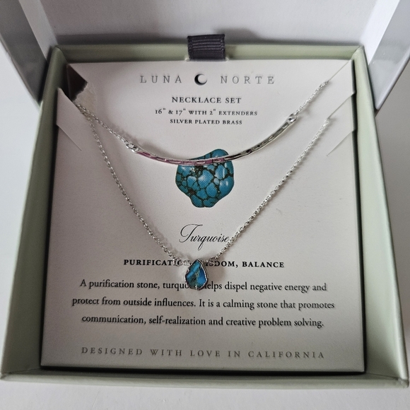 Luna Norte Turquoise Necklace Set 16” & 17” with 2” Extenders - New in Box - Picture 2 of 6